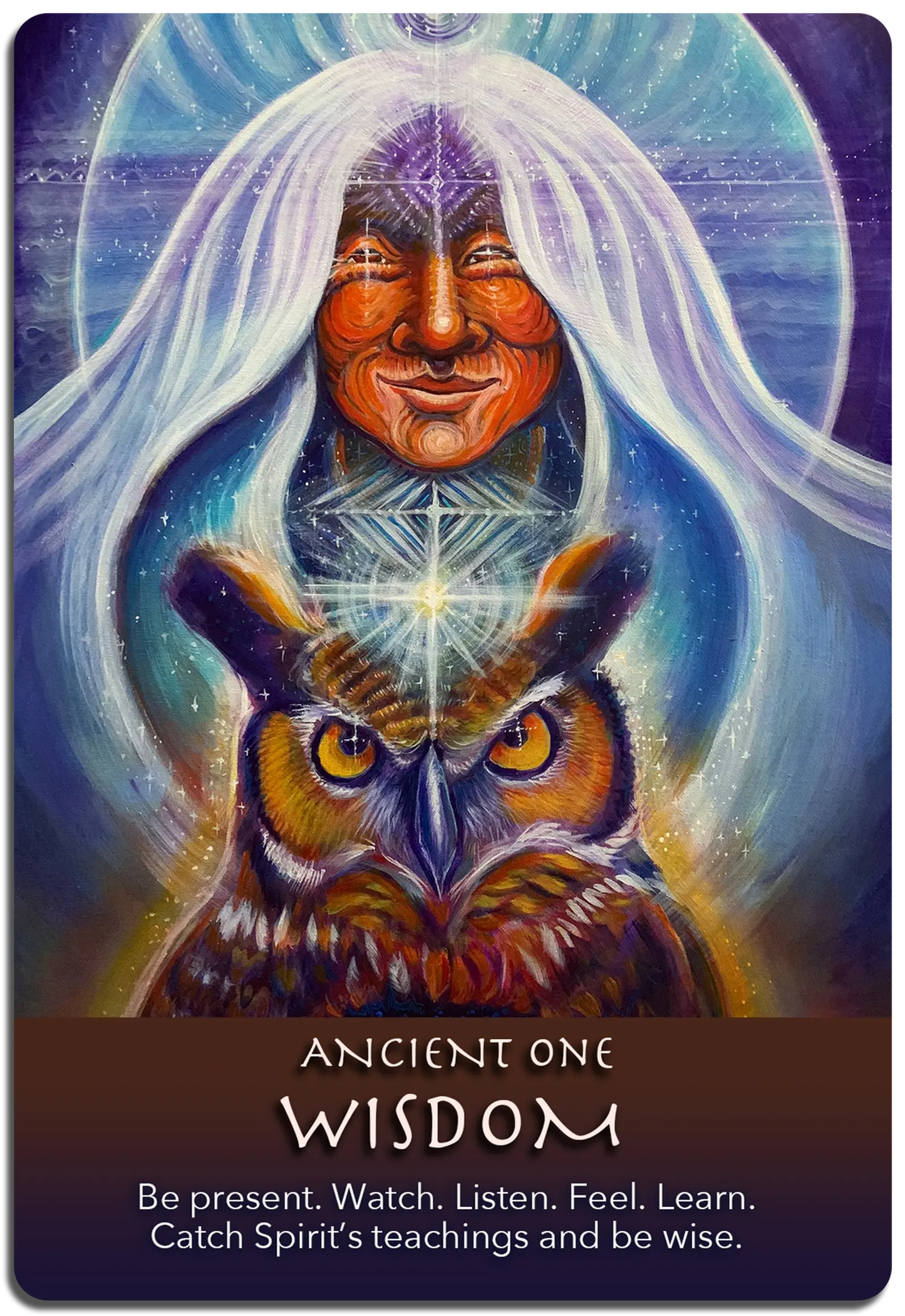 WISDOM - ANCIENT GRANDMOTHER OWL MEDICINE corners and shadow