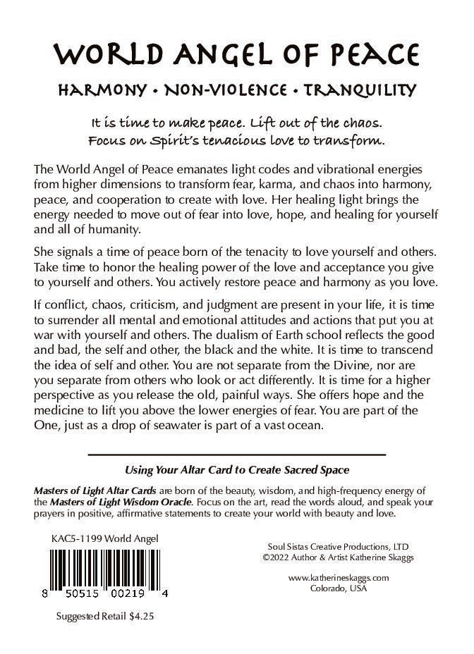 World Angel of Peace altar card text