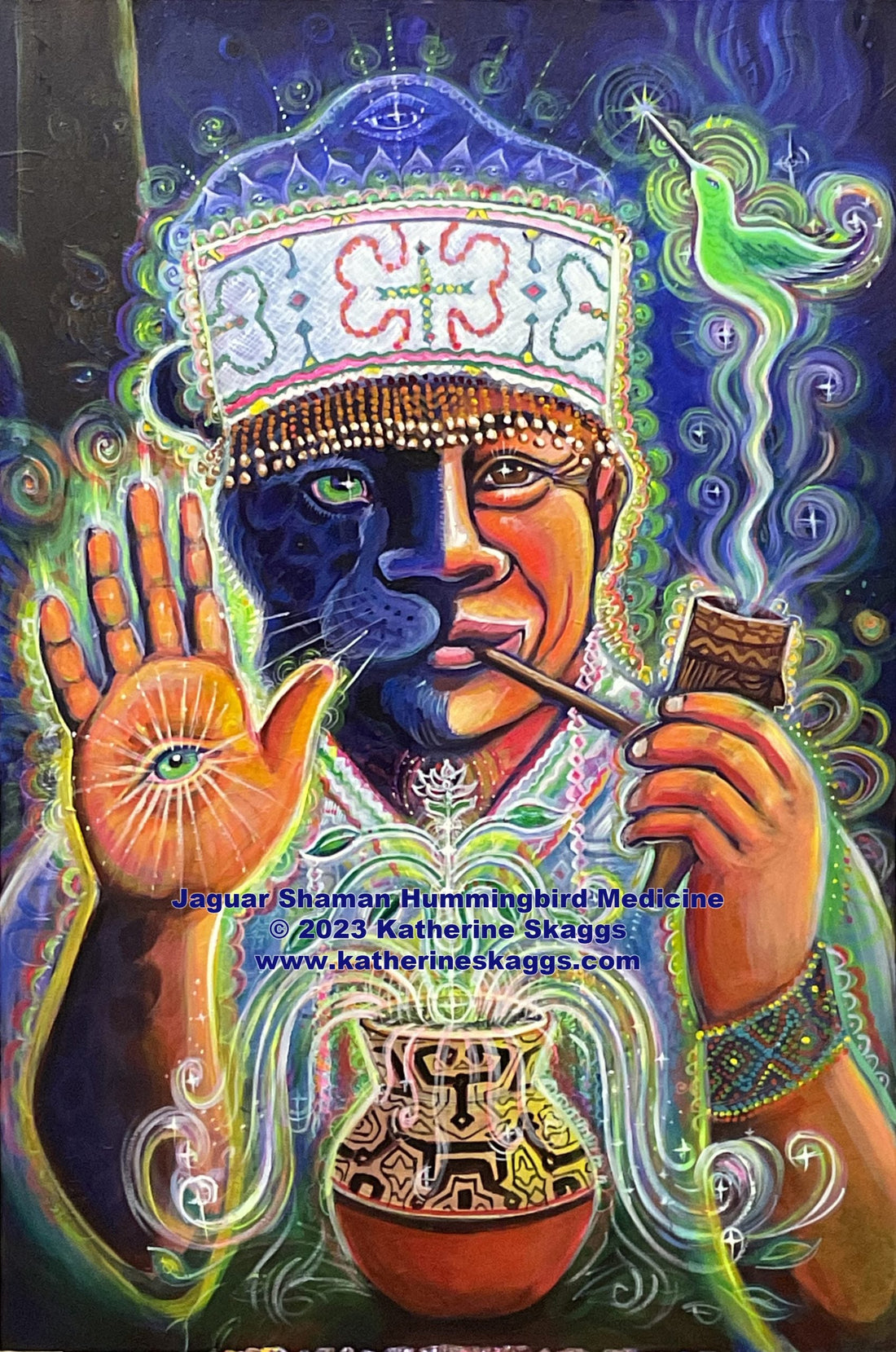 Jaguar Shaman Hummingbird Medicine - Making of the Painting