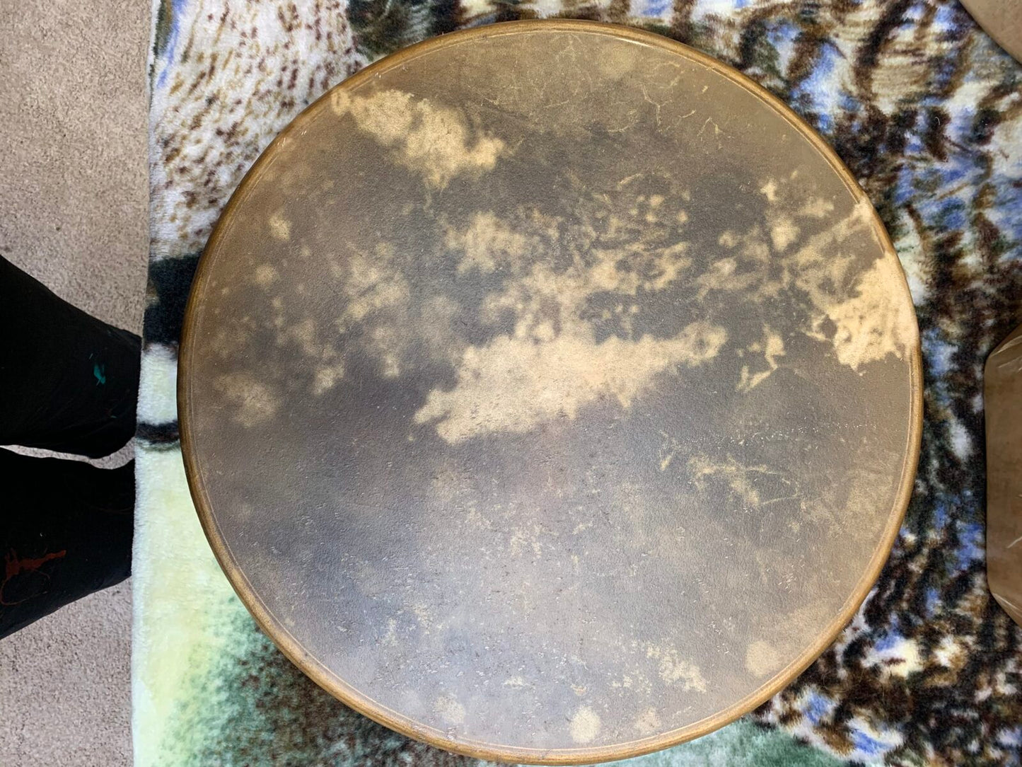18" elk drum made by Katherine Skaggs in ceremony
