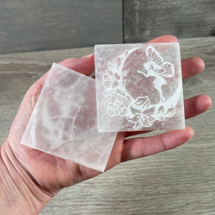 Selenite Charging Plates for Crystals – Polished Energy Cleansing Slabs