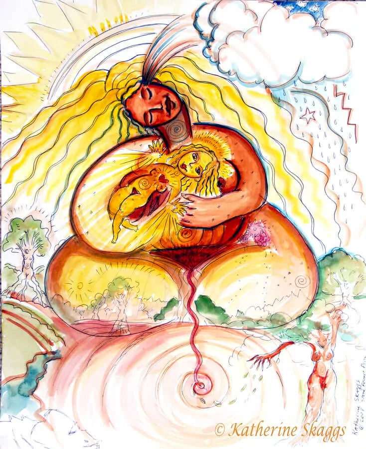 Katherine Skaggs Great Mother Divine Child Watercolor