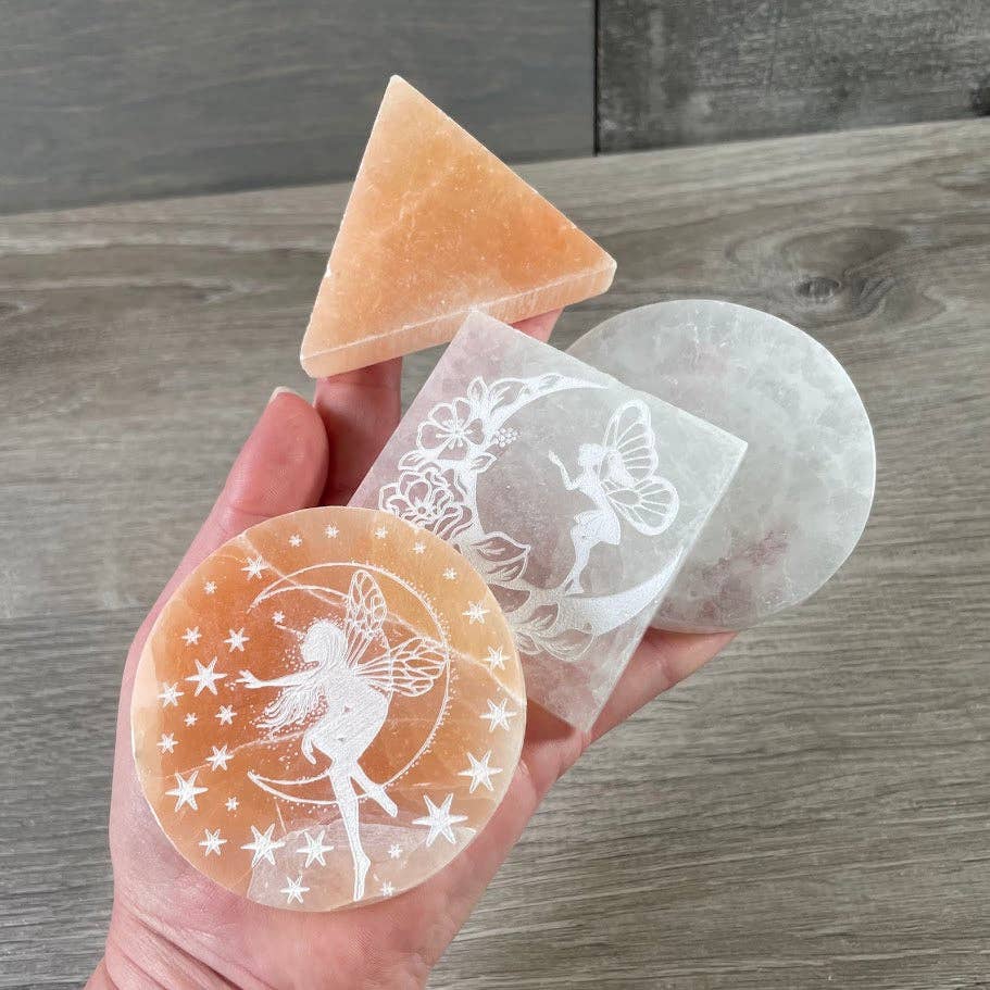 Selenite Charging Plates for Crystals – Polished Energy Cleansing Slabs
