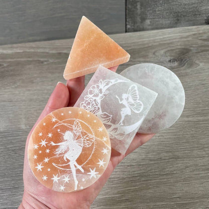 Selenite Charging Plates for Crystals – Polished Energy Cleansing Slabs