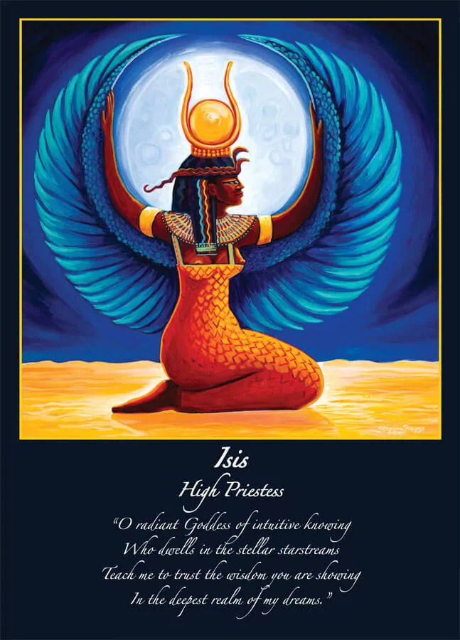 Egyptian Goddess Isis High Priestess Altar Card - One of 22 Goddesses from the  Mythical Goddess Altar Card Collection - art by Katherine Skaggs, inspiration by Sage Holloway