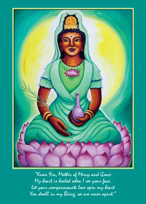 Kuan Yin Altar Card - One of 22 Goddesses from the  Mythical Goddess Altar Card Collection - art by Katherine Skaggs, inspiration by Sage Holloway