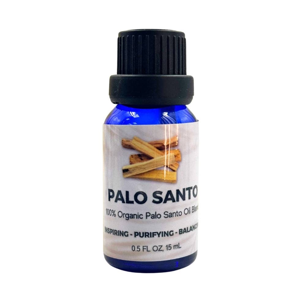 Palo Santo Essential Oil in 15ml bottle on white background