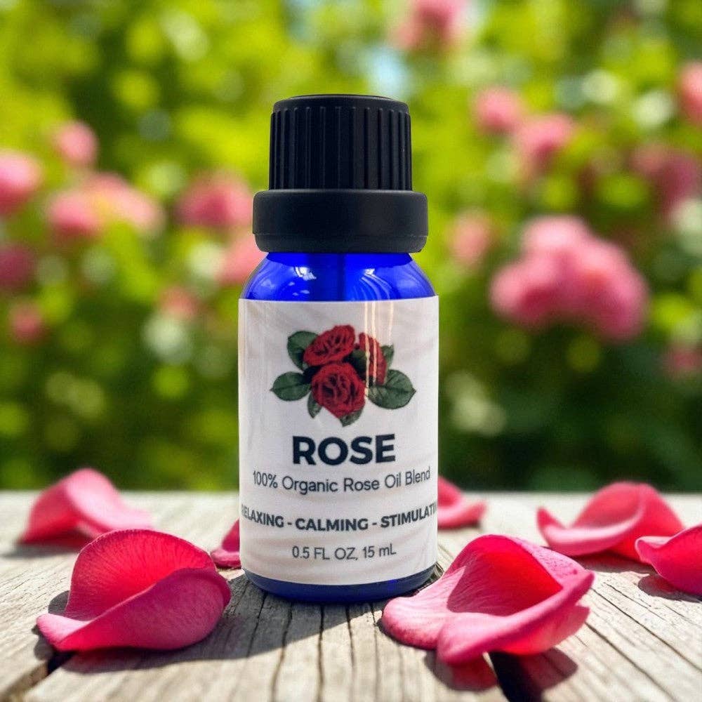 Organic Rose Oil Blend, .5fl oz. 15 ml bottle