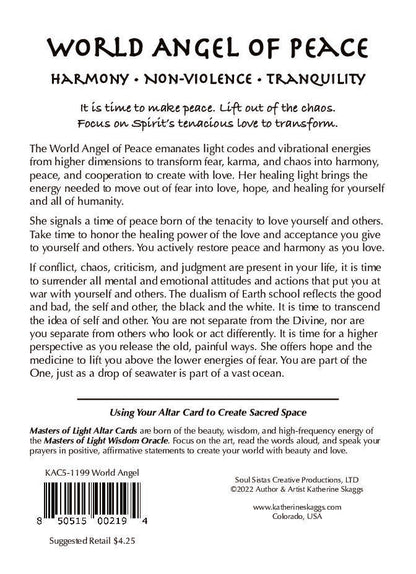 World Angel of Peace altar card text