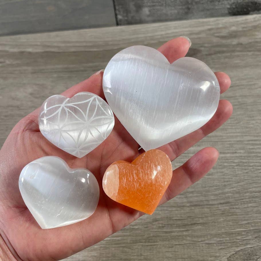 Selenite Hearts