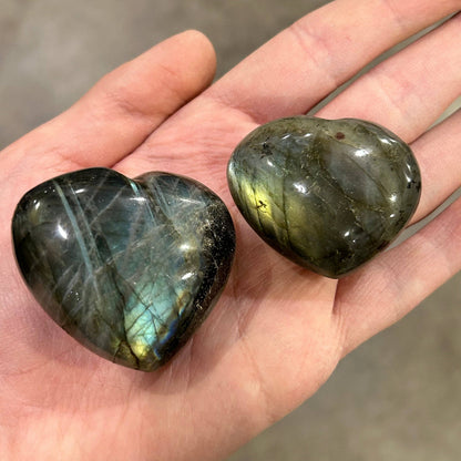 Polished Labradorite Hearts