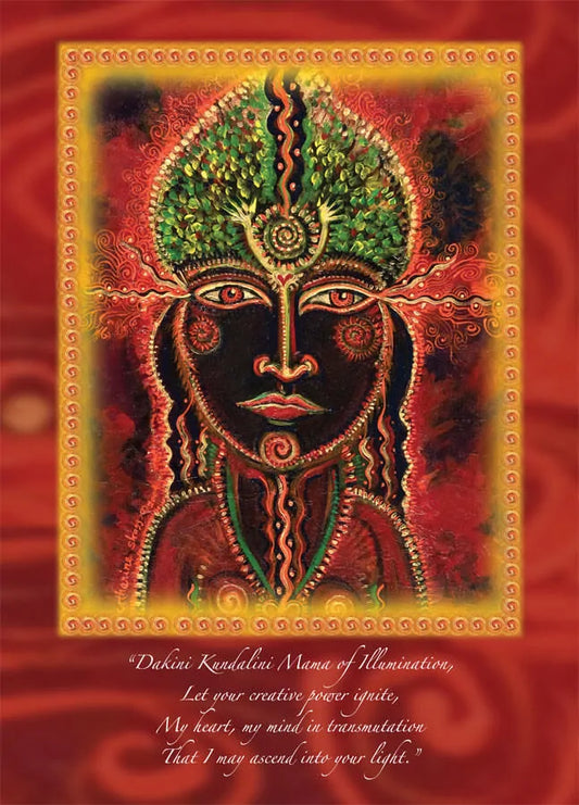 5x7 Dakini Kundalini Mama altar card by Katherine Skaggs featuring kundalini fire, illumination, divine feminine transformation, and sacred spiritual artwork for awakening, transmutation, and higher consciousness