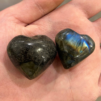Polished Labradorite Hearts
