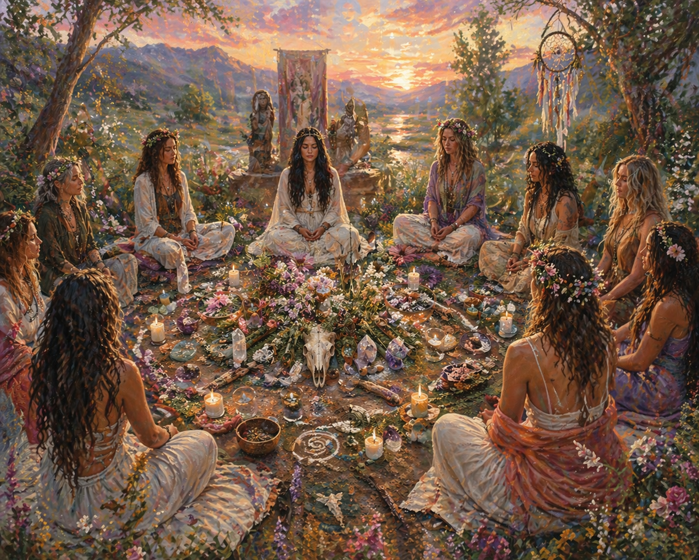 Taurus New Moon Women's Wisdom Circle Earth Altar ceremony art image
