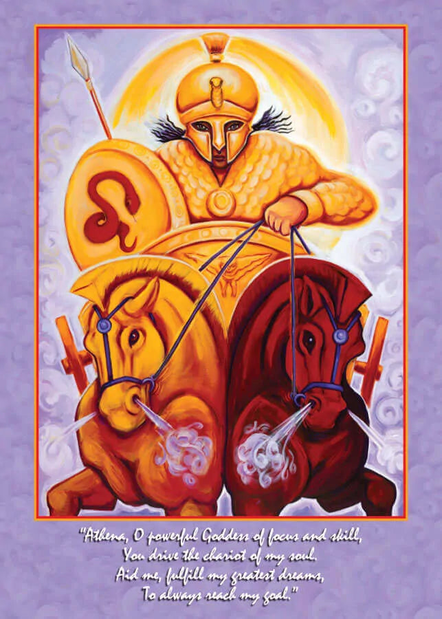 Front Alt Text:
5x7 Goddess Athena altar card by Katherine Skaggs featuring Greek goddess wisdom, focused strength, strategic power, and sacred spiritual artwork symbolizing clarity, endurance, courage, and purposeful action