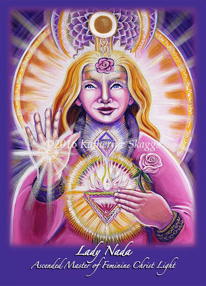Ascended Master Lady Nada altar card featuring Feminine Christ Light and pink rose energy symbolizing unconditional love, compassion, and Sacred Heart awakening