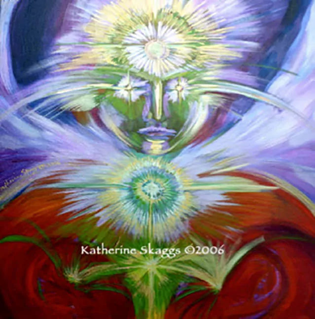Colorful, abstract energy portrait, a soul essence painting by visionary artist Katherine Skaggs